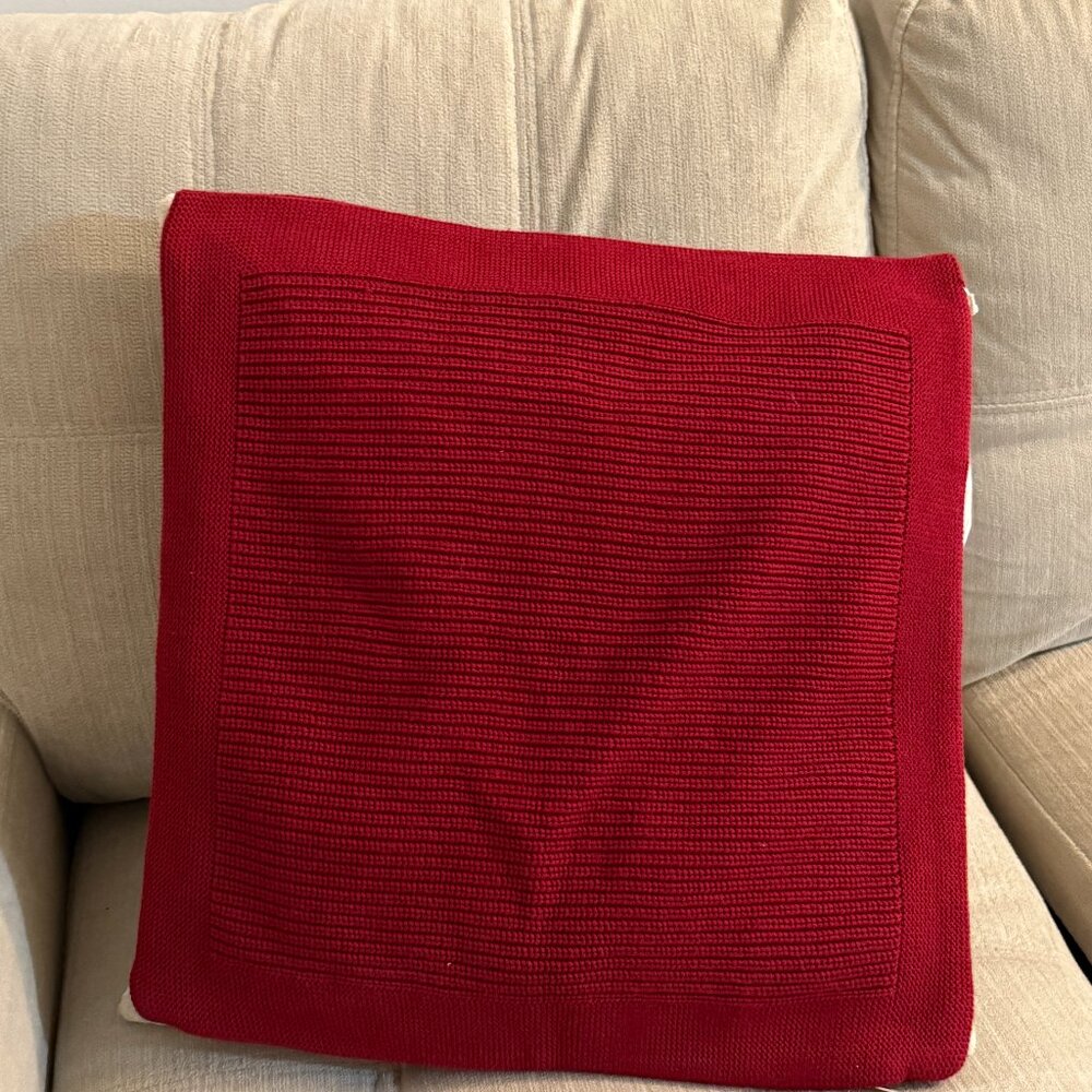 Boll & Branch Decorative Pillow Case Home Sofa Decor 20x20 Cranberry NWT